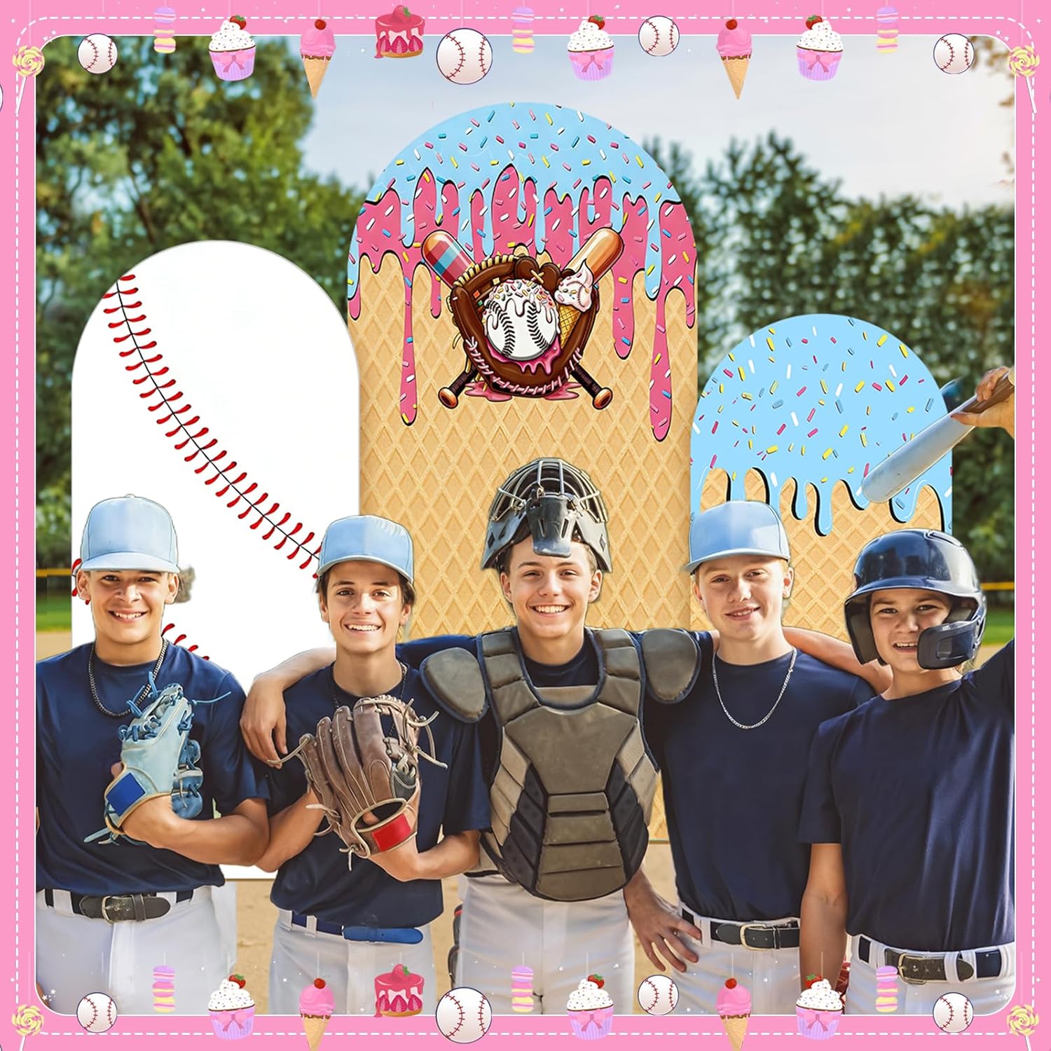 Baseball Ice Cream Drip Arch B - Dessert Table Backdrop review and price