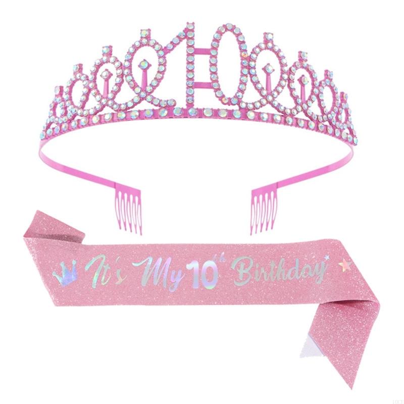 Glittering Pink Birthday Tiara - Birthday Sash Glitter review and price
