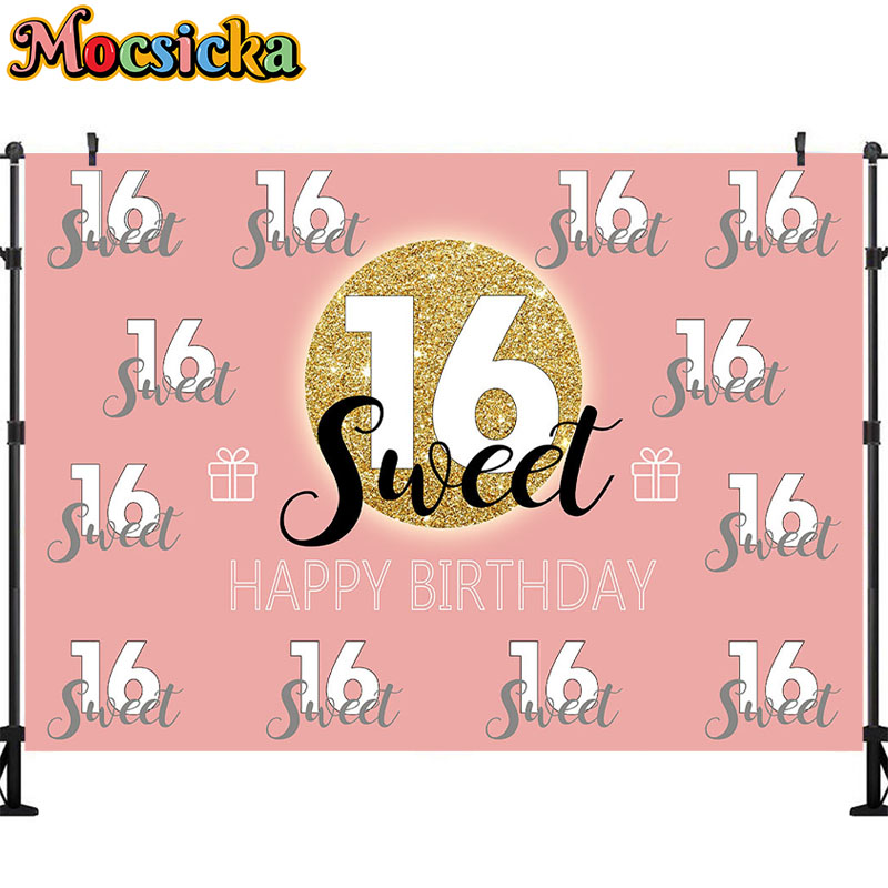 Mocsicka Sweet 16 Birthday Bac - Dessert Table Backdrop review and price
