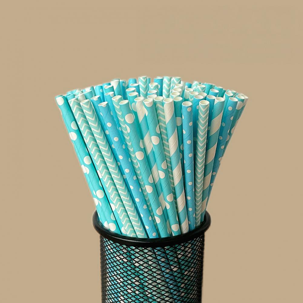 100Pcs Colorful Striped Print  - Paper Straw Color review and price