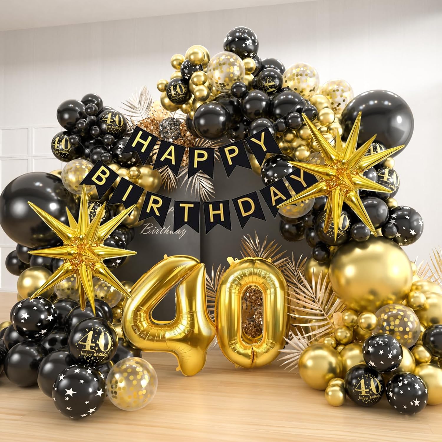 40th Black Gold Balloon Garlan - Balloon Arch Kit review and price