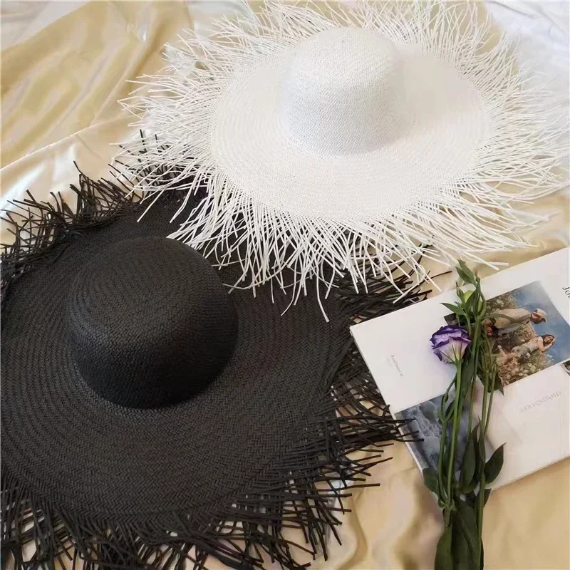 New Summer Wide-brimmed Solid  - Paper Straw Color review and price
